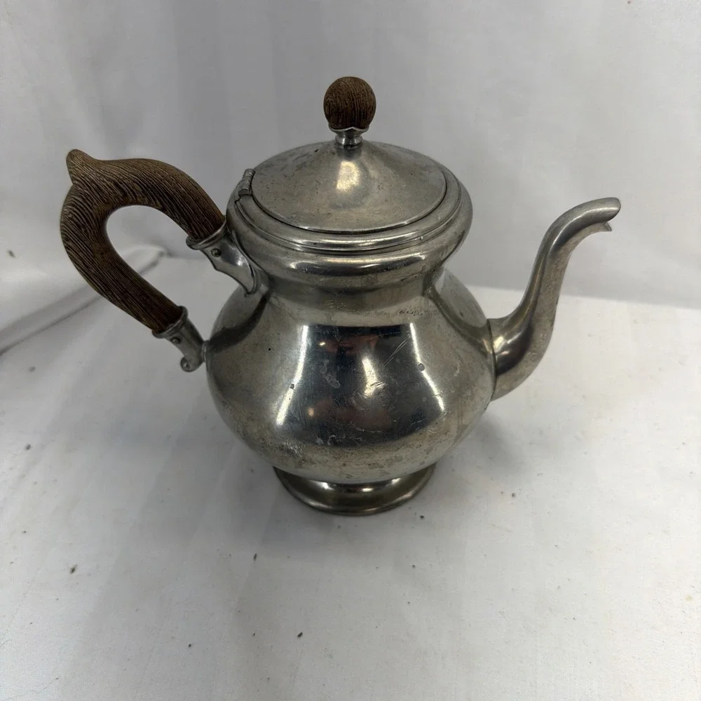 Silver Vintage Royal Holland Pewter Wood Handle Teapot Tea‎ Pot